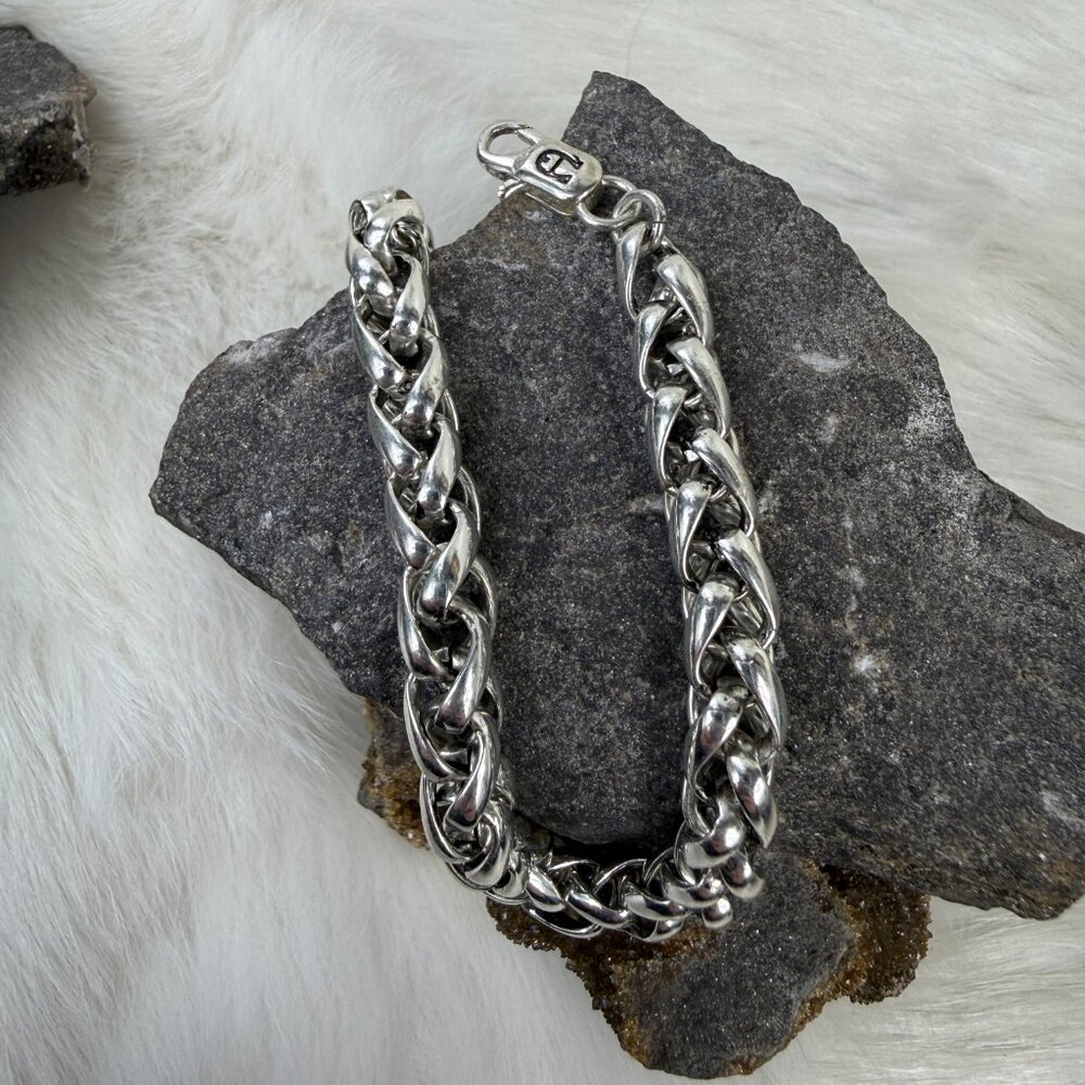 Etienne Aigner Silver Tone Chunky Chain Link Bracelet 8-9"